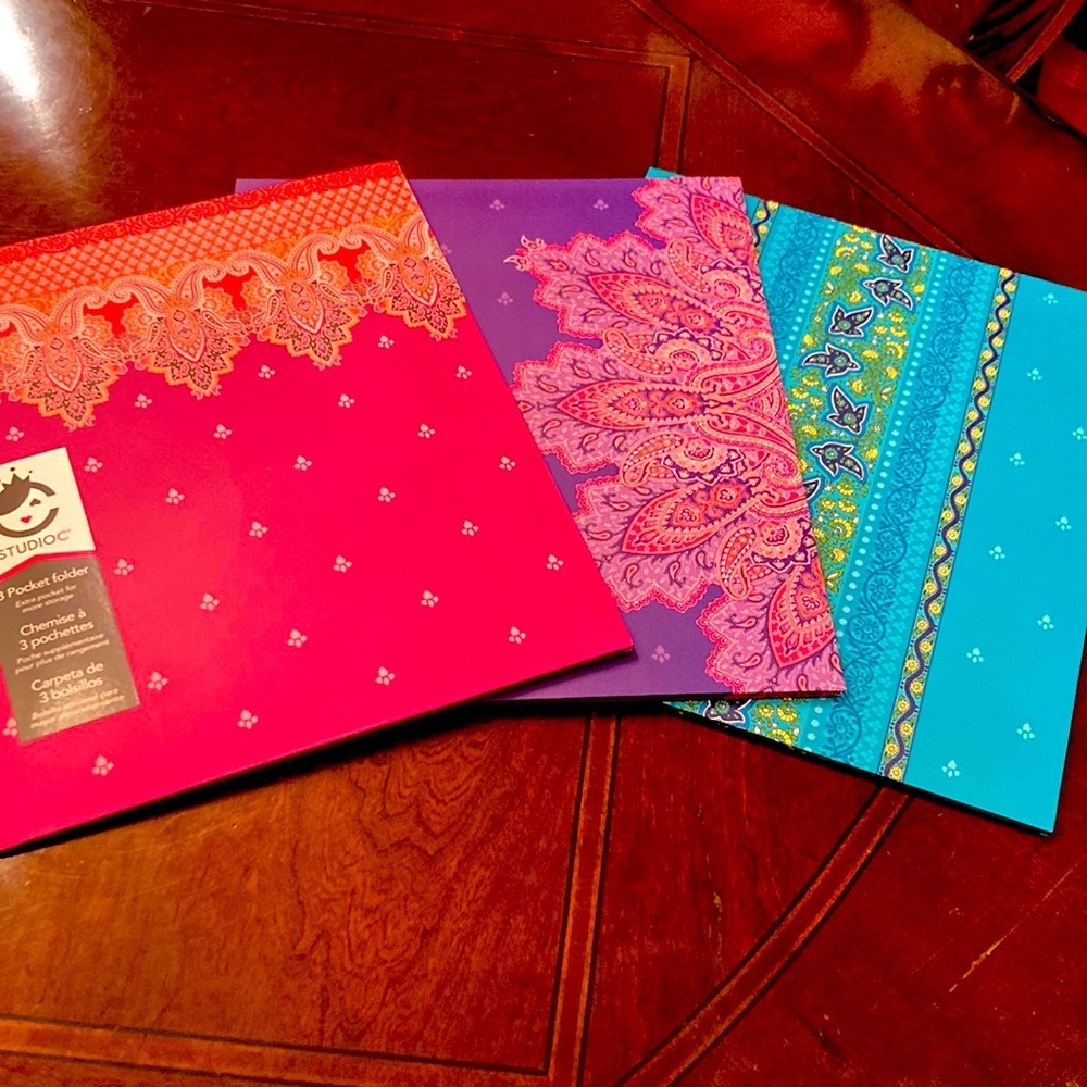 COPY - Set of three (3) Studio C Taj Mahal Collection 3 pocket folders.
